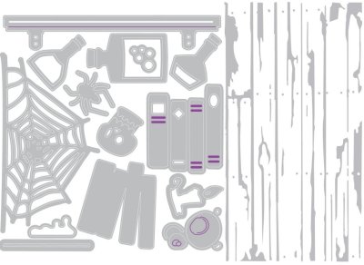 Sizzix 2D Texture Fades Embossing Folder with Thinlits Dies - Vault Side-Order Laboratory (1 folder + 14 dies)