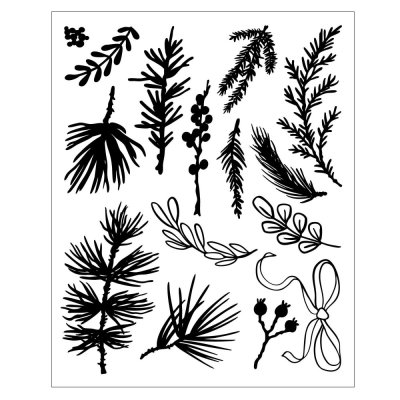 Sizzix Clear Stamp Set & Framelits Dies - Winter Greenery by Vicki Boutin