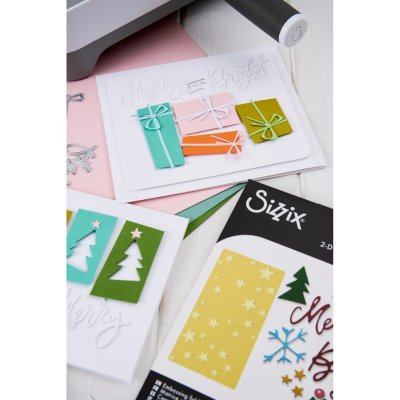 Sizzix Texture Fades Embossing Folder & Thinlits Set - Merry & Bright by Tim Holtz (17 pieces)