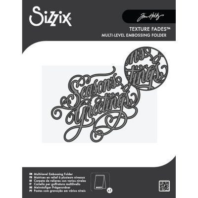 Sizzix Multilevel Texture Fades A6 Embossing Folder - Seasons Greetings by Tim Holtz