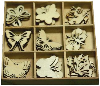 CraftEmotions Wooden Ornament Box - Botanical Butterflies