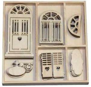 CraftEmotions Wooden Ornament Box - Romantic Provence Door and Window