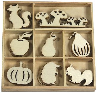 CraftEmotions Wooden Ornament Box - Autumn Woods Mushroom, Fox and Pumpkin