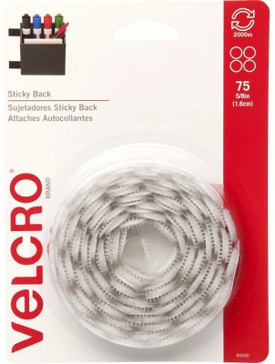 VELCRO Brand Sticky Back Coins - White (1.5cm, 75 pack)