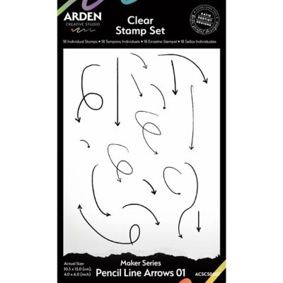 Arden Creative Studio 4”x6” Clear Stamp Set - Maker Series Pencil Line Arrows 01