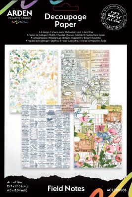 Arden Creative Studio 6”x8” Decoupage Paper Pack - Field Notes (12 sheets)