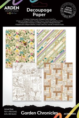 Arden Creative Studio 6”x8” Decoupage Paper - Garden Chronicles (12 pieces)