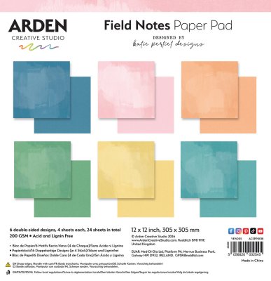 Arden Creative 12”x12” Paper Pad - Studio Field Notes Solids (24 sheets)