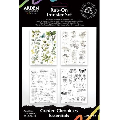 Arden Creative Studio 6”x8” Rub-On Transfer Set - Garden Chronicles Essentials (8 sheets)