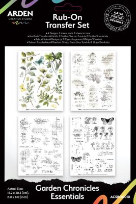 Arden Creative Studio 6”x8” Rub-On Transfer Set - Garden Chronicles Essentials (8 sheets)
