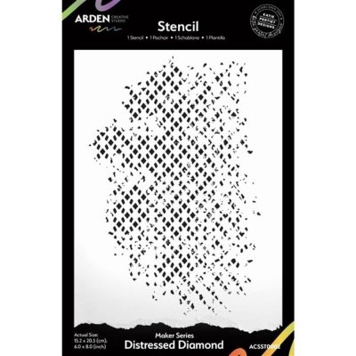 Arden Creative Studio 6”x8” Stencil - Maker Series Distressed Diamond