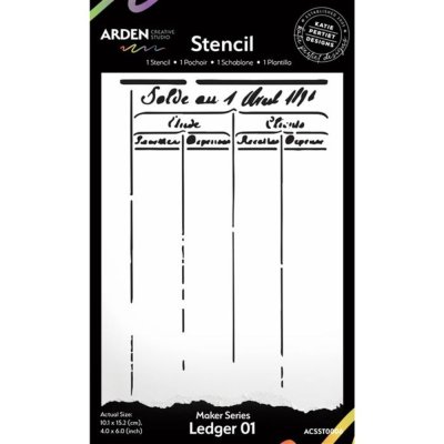 Arden Creative Studio 4”x6” Stencil - Maker Series Ledger 01
