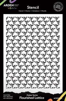 Arden Creative Studio 6”x8” Stencil - Maker Series Flourished Lattice