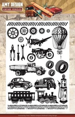 Amy Design Clear Stamp Set - Vintage Vehicles