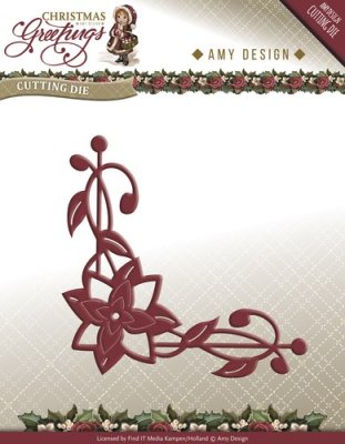 Amy Design Dies - Christmas Greetings Poinsettia Corner