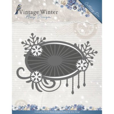 Amy Design Dies - Vintage Winter Snowflake Swirl Label