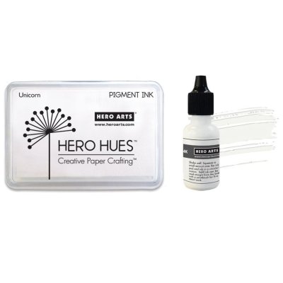 Hero Arts Unicorn White Pigment Ink + Reinker Bundle