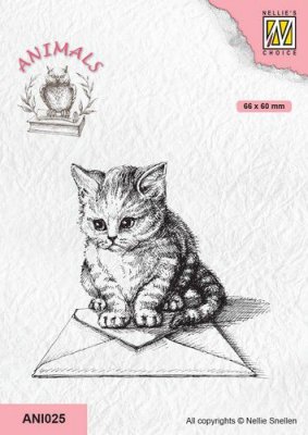 Nellies Choice Clear Stamps - Cat with Envelope