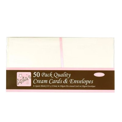Anita's Square Cards & Envelopes - Cream (50 pack)