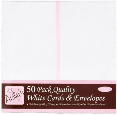 Docrafts Tall Cards/Envelopes Pack - White (50 pack)