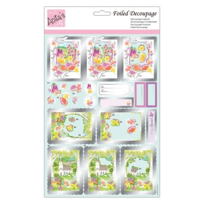 Anitas A4 Foiled Decoupage Sheet - Butterfly Meadow