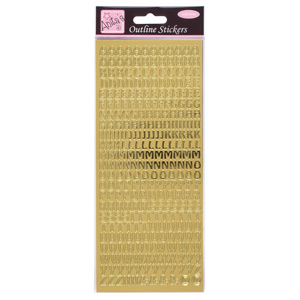 OUTLINE STICKER - CAPITAL LETTERS (SINGLE) GOLD