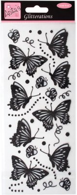 Docrafts Glitterations - Butterflies (Black)