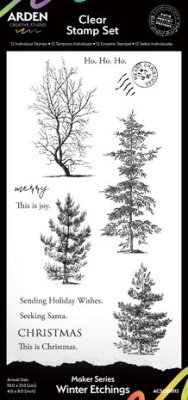 Arden Creative Maker Series 4x8 Inch Clear Stamp Set Winter Etchings (ACSCS0012)