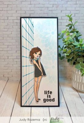 Picket Fence Studios 4"x12" Stamp Set - Slim Grass & Waves with Tiles & Wood Floors