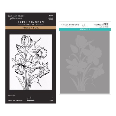 Spellbinders Press + Foil Plate and Stencil Bundle - Yana's Tulips and Daffodils