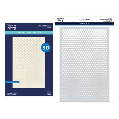 Spellbinders 3D Embossing Folder & Stencil Bundle - Cascading Coneflowers Cascading Dots