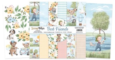 Scrapboys 6”x6” Paper Set - Best Friends (24 sheets+cut out elements)