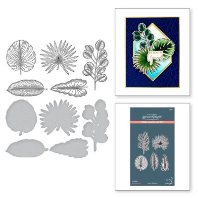 Spellbinders BetterPress Letterpress Press Plates & Dies Set - Tropical Leaves