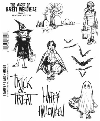 Brett Weldele Stampers Anonymous Cling Stamp Set - Trick Or Treaters