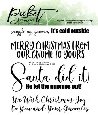Picket Fence Studios 4”x4” Clear Stamps - A Gnome Christmas