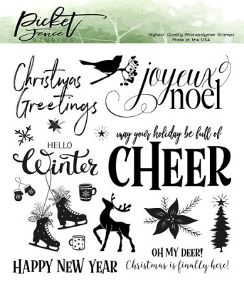 Picket Fence Studios 6”x6” Clear Stamps - Joyeux Noel