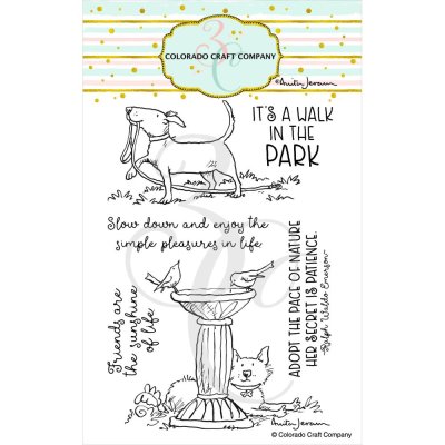 Colorado Craft Company 4"x6" Clear Stamp Set - Birdbath Friends-By Anita Jeram