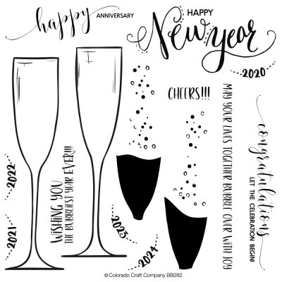 Colorado Craft Company 6"x6" Clear Stamp Set - Champagne Celebrations Big & Bold