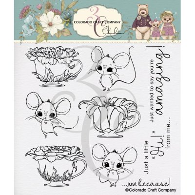 Colorado Craft Company Clear Stamps 6"x6" - Teacups & Mice-By Kris Lauren