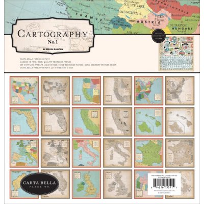 Carta Bella 12"x12" Collection Kit - Cartography No.1 (13 sheets)