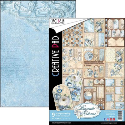 Ciao Bella A4 Scrapbooking Creative Paper Pad - Broccato estense (9 sheets)