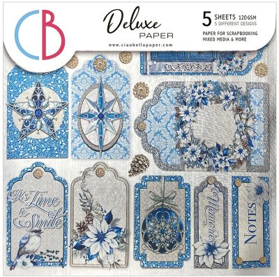 Ciao Bella 6”x6” Deluxe Paper Silver Sheets - Elegance of Blue (5 sheets)