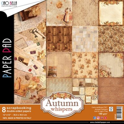 Ciao Bella 12"x12" Scrapbooking Creative Paper Pad - Autumn whispers (8 sheets)