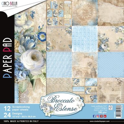 Ciao Bella 12"x12" Scrapbooking Creative Paper Pad - Broccato Estense (12 sheets)