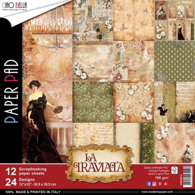Ciao Bella 12"x12" Scrapbooking Creative Paper Pad - La Traviata (12 sheets)
