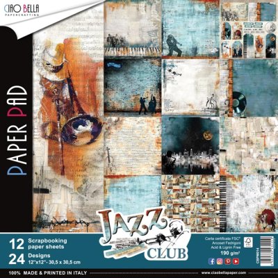 Ciao Bella 12"x12" Scrapbooking Creative Paper Pad - Jazz Club (12 sheets)