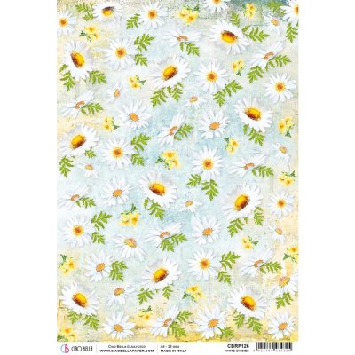 Ciao Bella A4 Rice Paper Sheet - White Daisies