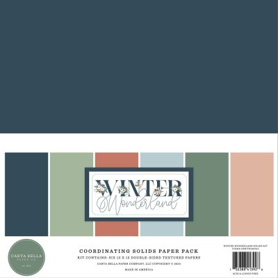 Carta Bella 12”x12” Paper Pack - Winter Wonderland Coordinating Solids (6 sheets)