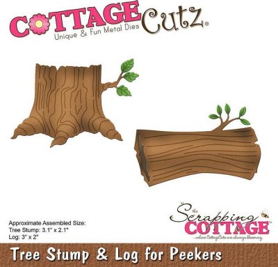 CottageCutz Dies - Tree Stump & Log for Peekers