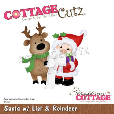 CottageCutz Dies - Santa with List & Reindeer